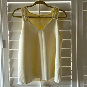 Cooper & Ella White Cream Ruffled Strap Top